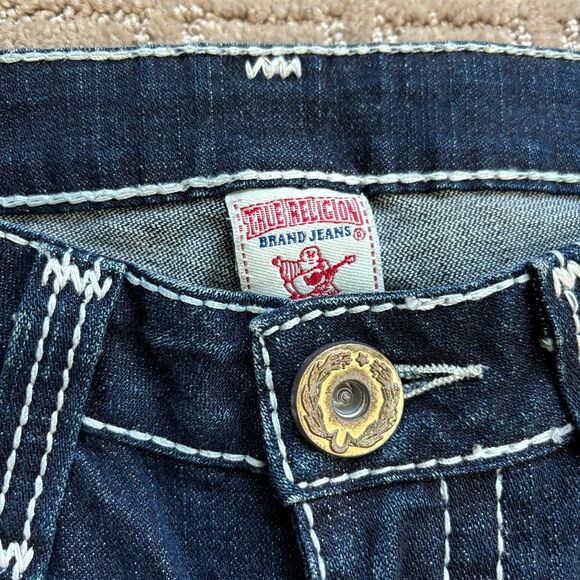 True Religion Billy Heritage Big T Jeans Women's Sz 29 Blue Dark Wash Denim USA - Picture 4 of 13